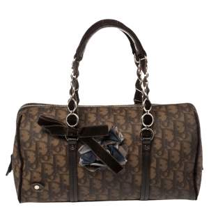 Pre Owned حقيبة ساتشل ديور تروتر رومانتيك كانفاس ديوريسيمو بني مقوى