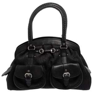 Pre Owned حقيبة ساتشل ديور ماي ديور بجيب وإطار جلد وكانفاس مائل بيج/ بني 