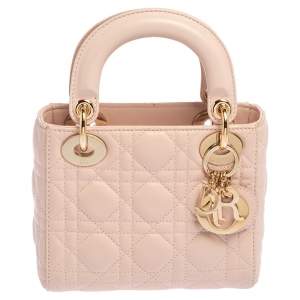 مملوكة مسبقًا Dior Baby Pink Leather Mini Lady Dior Tote