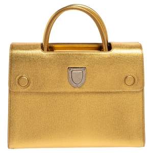 Pre Owned Dior Metallic Gold Leather Medium Diorever Tote