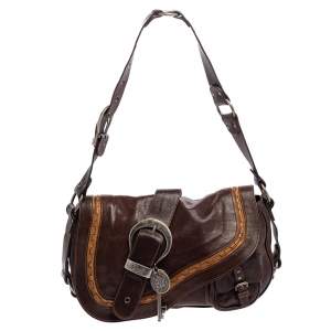 مملوكة مسبقًا حقيبة كتف ديورغاوتشو جلد بني 