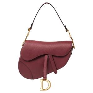 Pre Owned Dior Dark Red Leather Saddle Bag