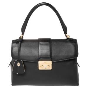 Dior Black Leather New Lock Top Handle Bag