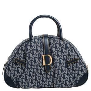 Dior Diorissimo Canvas and Leather Double Saddle Bowler Bag