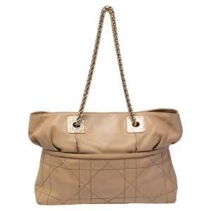 Dior Beige Cannage Leather Granville Chain Link Tote