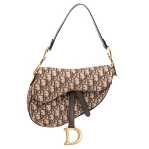 Pre Owned Dior Beige Oblique Canvas Saddle Bag