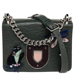 مملوكة مسبقًا Dior Green Embellished Leather Diorama Club Shoulder Bag
