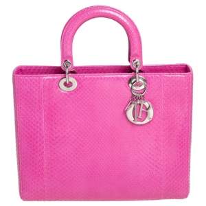 Dior Pink Python Large Lady Dior Tote