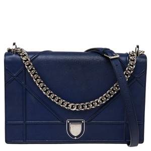 مملوكة مسبقًا Dior Electric Blue Leather Large Diorama Flap Shoulder Bag