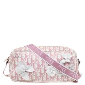 مملوكة مسبقًا Dior Pink/White Oblique Canvas Girly 1 Flap Shoulder Bag