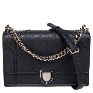 Dior Black Leather Medium Diorama Flap Shoulder Bag