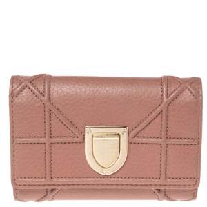 Pre Owned محفظة ديور ديوراما جلد رصاصي ثلاثية الطي