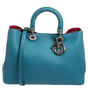 Pre Owned Dior Blue Leather Large Diorissimo Shopper Tote