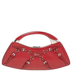 Dior Red Patent Leather Mini Logo buckled Clutch
