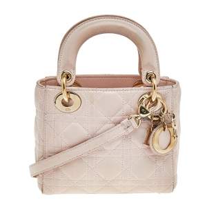 Pre Owned Dior Pink Quilted Leather Lady Dior Tote