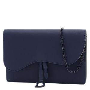 Pre Owned Dior Navy Blue Leather Saddle Shoulder Bag 