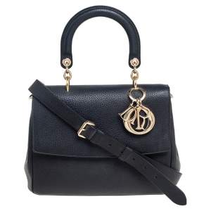 Dior Black Leather Small Be Dior Flap Top Handle Bag