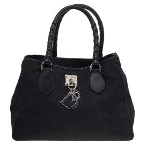 Christian Dior Black Canvas And Leather Diorissimo Small Lovely Tote