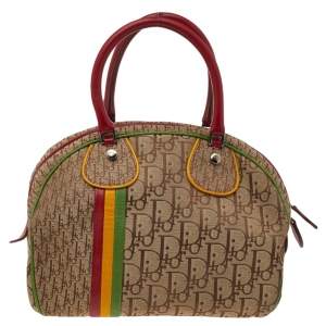 Pre Owned Dior Mulitcolor Trotter Canvas And Leather Rasta Bowler Bag