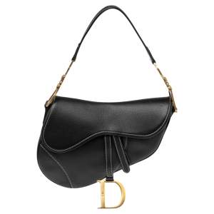 Pre Owned Dior Black Leather Saddle Bag