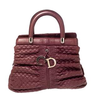 Pre Owned Dior Plum Leather Karenina Frame Tote