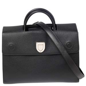 Pre Owned Dior Black Leather Large Diorever Top handle Bag