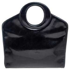 Pre Owned Dior Black Glossy Leather Vintage Frame Bag
