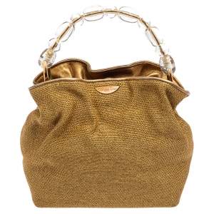 مملوكة مسبقًا Dior Gold Woven Raffia Hobo 
