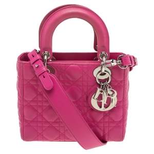 مملوكة مسبقًا Dior Pink Cannage Leather Small My Lady Dior Tote