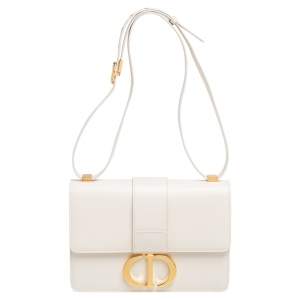 Dior Cream Leather Montaigne 30 Flap Shoulder Bag