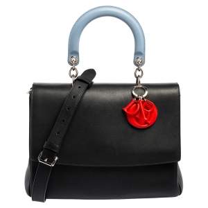 Pre Owned Dior Black Leather Medium Be Dior Top Handle Bag