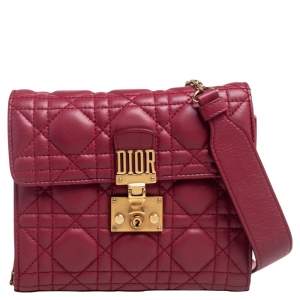 Dior Red Cannage Leather Dioraddict Crossbody Bag 