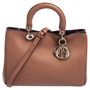Pre Owned Dior Old Rose Leather Medium Diorissimo Shopper Tote