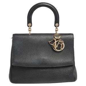 Pre Owned Dior Black Leather Medium Be Dior Flap Top Handle Bag