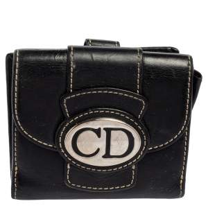 Dior Black Leather Detective Compact Wallet
