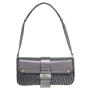 Dior Grey Oblique Canvas and Leather Street Chic Shoulder Bag