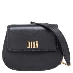 Dior Black Leather Mini D-Fence Chain Crossbody Bag
