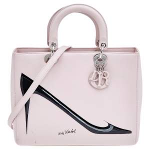Dior Pink Leather Large Limited Edition Andy Warhol Lady Dior Tote