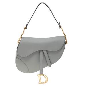 Pre Owned Dior Grey Leather Saddle Shoulder Bag