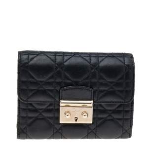 Pre Owned Dior Black Cannage Leather Miss Dior Wallet