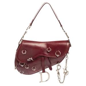 Pre Owned Dior Red Leather Saddle Piercing Bag