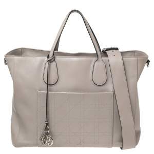 Pre Owned Dior Grey Leather Nappy Diaper Bag