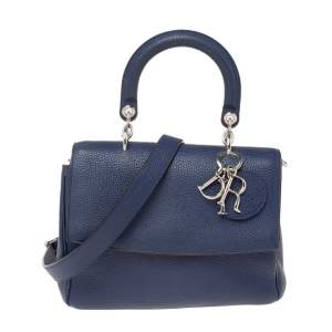 Pre Owned Dior Blue Leather Small Be Dior Flap Top Handle Bag