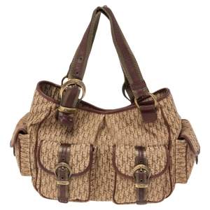 Pre Owned حقيبة كتف ديور جلد وكانفاس ديورسيمو بيج/بني متعددة الجيوب 