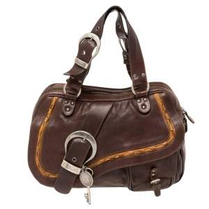 Pre Owned Dior Brown Leather Gaucho Satchel