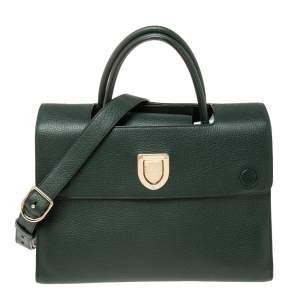 Pre Owned Dior Emerald Green Leather Medium Diorever Tote
