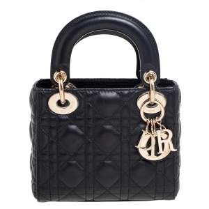 مملوكة مسبقًا Dior Black Cannage Leather Mini Lady Dior Tote