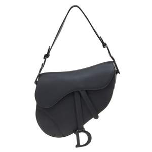 Pre Owned Dior Black Ultramatte Leather Saddle Bag