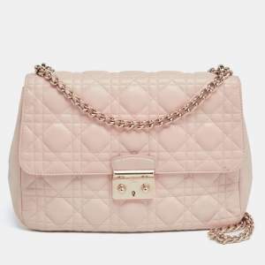 Pre Owned حقيبة ديور ميس ديور جلد كاناج وردية بقلاب متوسطة