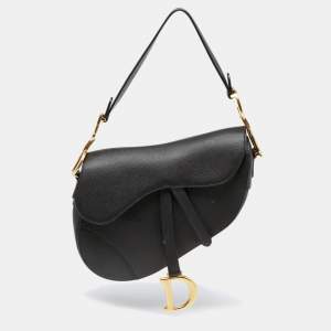 Pre Owned Dior Black Leather Saddle Shoulder Bag